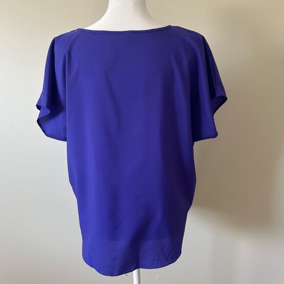 Dark Purple Short Sleeve Blouse - Picture 4 of 9